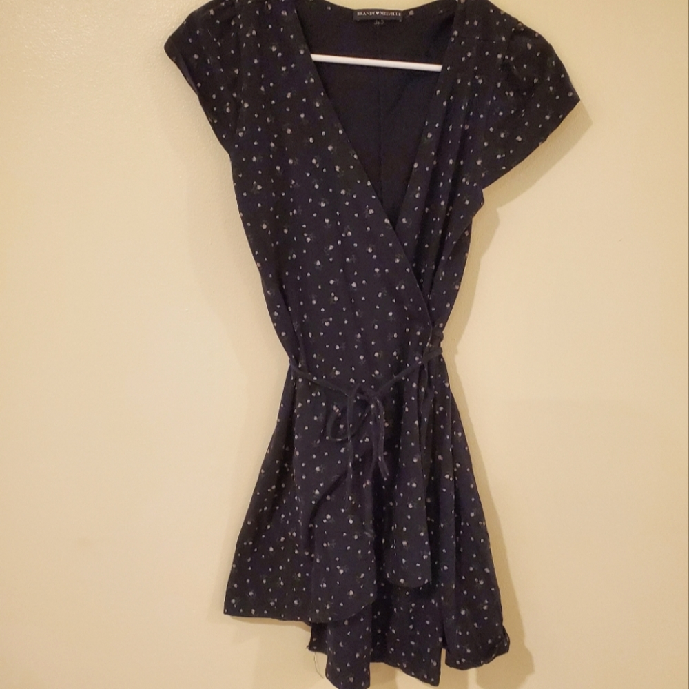Brandy Melville floral print navy wrap dress